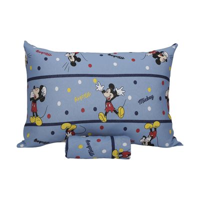 Jogo de Lençol KazzaVip Solteiro Malha Mista 70% Algodão e 30% Poliéster Estampado Disney Mickey Comics Kids 2 Peças Azul