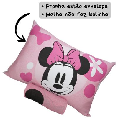 Jogo de Lençol KazzaVip Solteiro Malha Mista 70% Algodão e 30% Poliéster Joy Disney Big minnie 02 Peças Rosa
