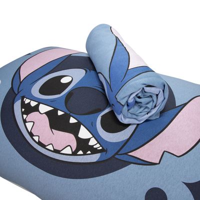 Jogo de Lençol KazzaVip Solteiro Malha Mista 70% Algodão e 30% Poliéster Joy Disney Big Stitch 02 Peças Azul