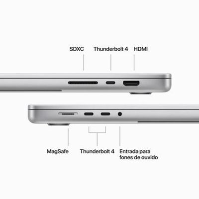 MacBook Pro Apple 16", M3 Pro, CPU 12 Núcleos, GPU 18 Núcleos, 36GB RAM, SSD 512GB, Prateado