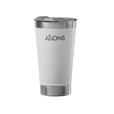 Copo Térmico Mons Em Aço Inox - 473ml - Com Tampa - Branco Liso