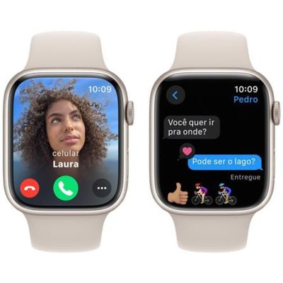 Apple Watch Series 9 (GPS 41 mm) Caixa Estelar de Alumínio com Pulseira Esportiva Estelar