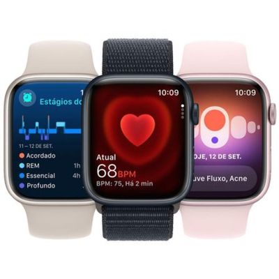Apple Watch Series 9 (GPS 41 mm) Caixa Estelar de Alumínio com Pulseira Esportiva Estelar