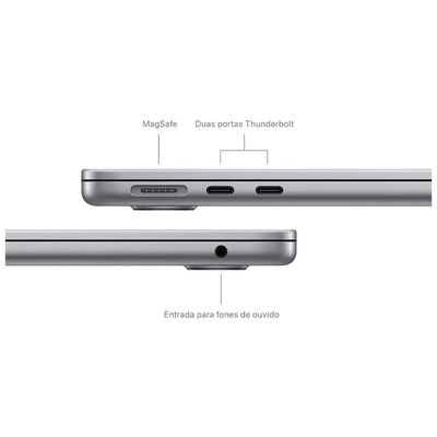 Notebook Apple MacBook Air 13" M3(CPU de 8 núcleos, GPU de 8 núcleos, 8GB RAM, 256GB SSD) - Cinza Espacial