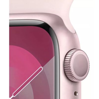 Apple Watch Series 9 (GPS 45 mm) Caixa Rosa de Alumínio com Pulseira Esportiva Rosa-clara