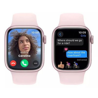 Apple Watch Series 9 (GPS 45 mm) Caixa Rosa de Alumínio com Pulseira Esportiva Rosa-clara
