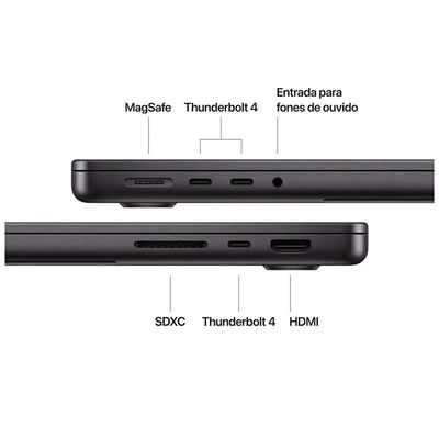 MacBook Pro 16", M4 Pro, CPU de 14 núcleos, GPU de 20 núcleos, 48GB RAM, 512GB SSD - Preto-espacial