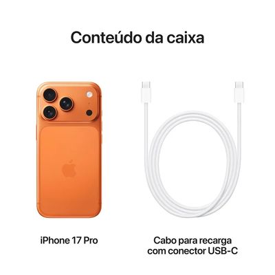 iPhone 17 Pro (1TB) Laranja-Cósmico: Tela Super Retina 6,3", 5G e Câmera de 48MP