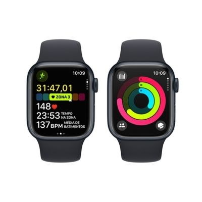 Apple Watch Series 9 (GPS 45 mm) Caixa Meia-noite em Alumínio com Pulseira Esportiva Meia-noite