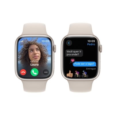 Apple Watch Series 9 (GPS 45 mm) Caixa Estelar de Alumínio com Pulseira Esportiva Estelar