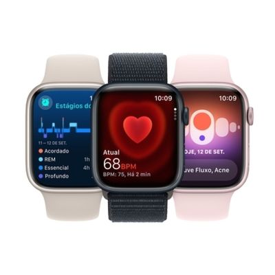 Apple Watch Series 9 (GPS 45 mm) Caixa Estelar de Alumínio com Pulseira Esportiva Estelar