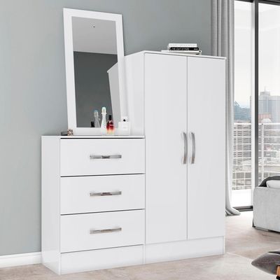 Comoda Multiuso 2 Portas 3 Gavetas Com Espelho 115 Cm B700 Branco Briz Branco