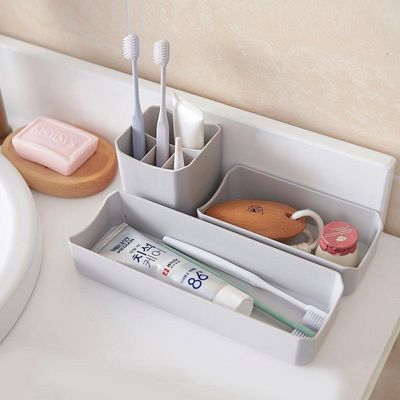Organizador De Mesa- Maquiagem - Porta Treco - Caneta 3 Peças Linha Loft Cinza