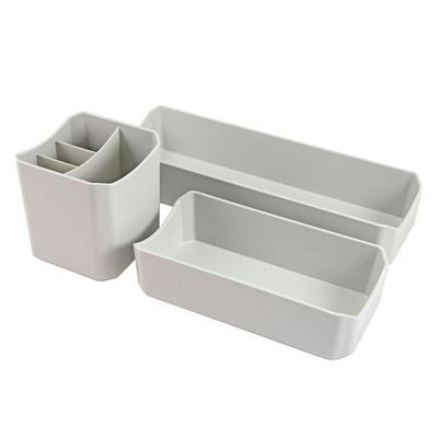 Organizador De Mesa- Maquiagem - Porta Treco - Caneta 3 Peças Linha Loft Cinza