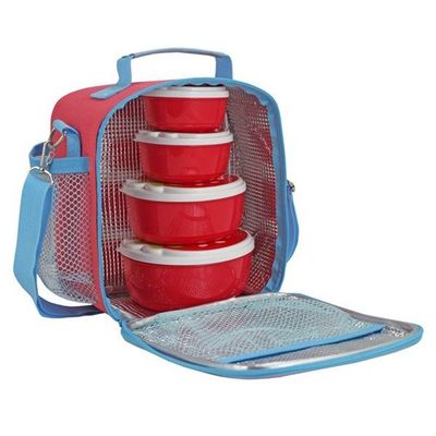 Conjunto Lancheira Térmica Filhotinho E Pote Para Lanche De 4 Peças Salmão