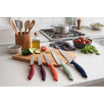 Jogo Faca de Cozinha 5 Peças com Protetor