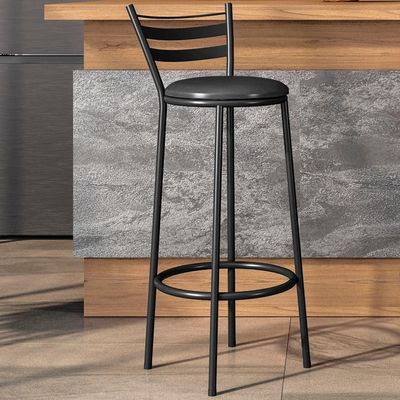 Banqueta Alta New Dubai Base Tubular 94x36 Cm Preto Assento Preto Artef Preto