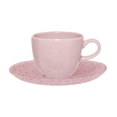Conjunto de Xícara de Chá e Pires 06 Peças Pink Sand Oxford