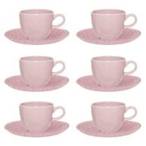 Conjunto de Xícara de Chá e Pires 06 Peças Pink Sand Oxford