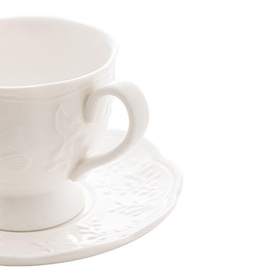 Conjunto 06 Xícaras De Cafezinho De Porcelana New Bone Butterfly Flower 100 Ml Lyor