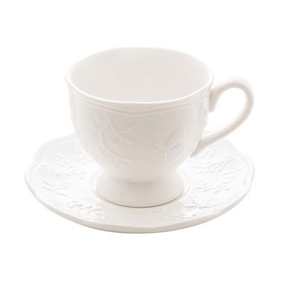 Conjunto 06 Xícaras De Cafezinho De Porcelana New Bone Butterfly Flower 100 Ml Lyor