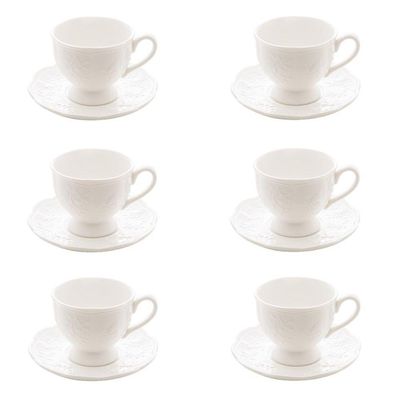 Conjunto 06 Xícaras De Cafezinho De Porcelana New Bone Butterfly Flower 100 Ml Lyor