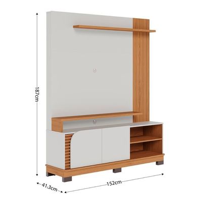 Home Estante Rack Jurere 1500 Led Para Tv Até 65 Polegadas Off White Matte-freijo Off White Matte-freijo