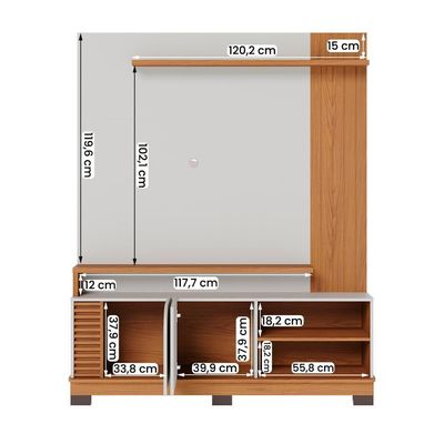Home Estante Rack Jurere 1500 Led Para Tv Até 65 Polegadas Off White Matte-freijo Off White Matte-freijo