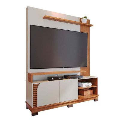 Home Estante Rack Jurere 1500 Led Para Tv Até 65 Polegadas Off White Matte-freijo Off White Matte-freijo