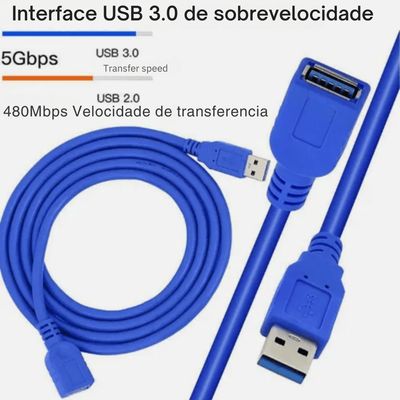 Cabo Extensor USB 3.0 Cabo 1 Metro AM+FM Azul DK-104