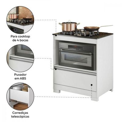 Balcão Para Cooktop 4 Bocas Notável 3110 Branco