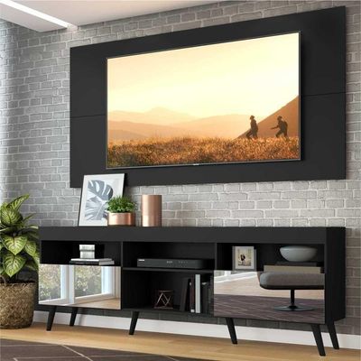 Rack Painel Com Espelho Para Tv Até 65´ Flórida Fg3138 Preto