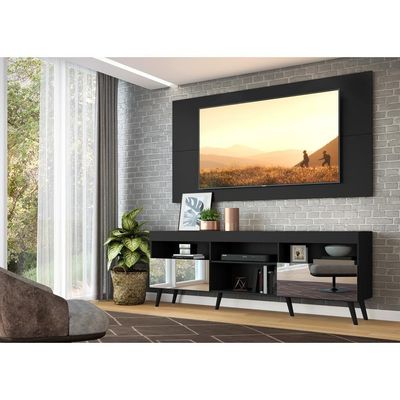 Rack Painel Com Espelho Para Tv Até 65´ Flórida Fg3138 Preto