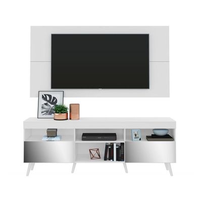 Rack Com Painel Retrô Com Espelho Para Tv Até 65´Fg3138