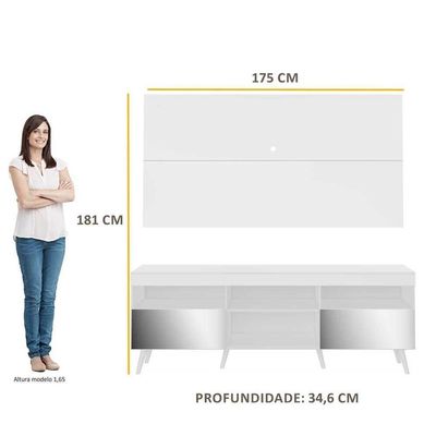 Rack Com Painel Retrô Com Espelho Para Tv Até 65´Fg3138