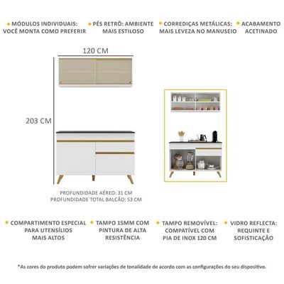 Cozinha Compacta Multimóveis Veneza Gw Fg3688 Branca