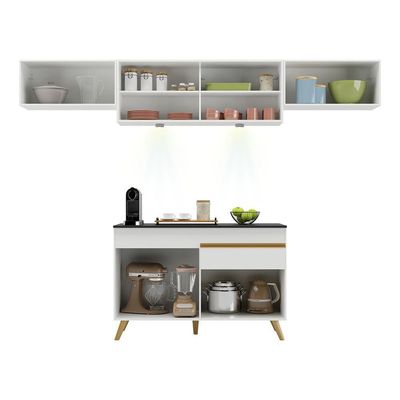 Cozinha Compacta 4 Peças Com Leds Veneza Up Multimóveis