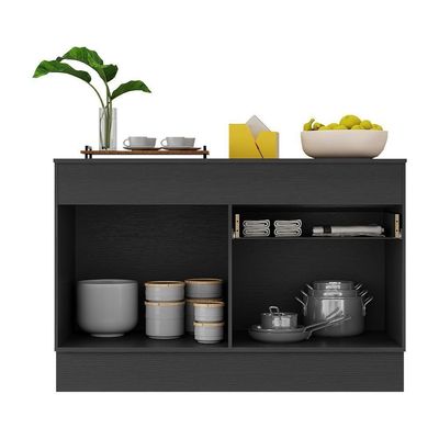 Balcão Cozinha Gabinete Pia 120 Cm 2 Portas 1 Gaveta Preto