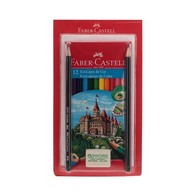 Kit Escolar Faber-Castell Le Lápis de Cor, Lápis HB Nº2, Borracha e Apontador