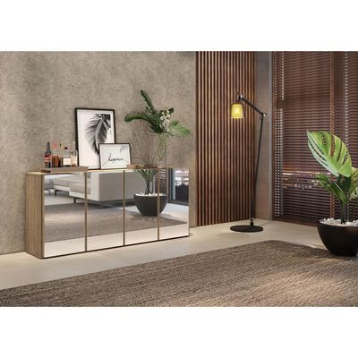 Aparador Buffet 4 Portas com Espelho Vegas Rustic