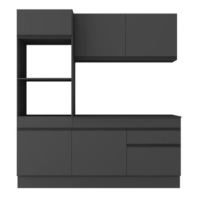 Armário De Cozinha Compacta 3 Peças Com Rodapé Mp2177 Made Multimóveis Preto Preto