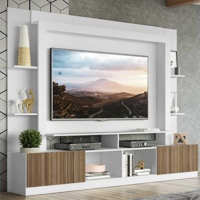 Rack Estante com Painel Tv 65 e 2 Portas Oslo Branco