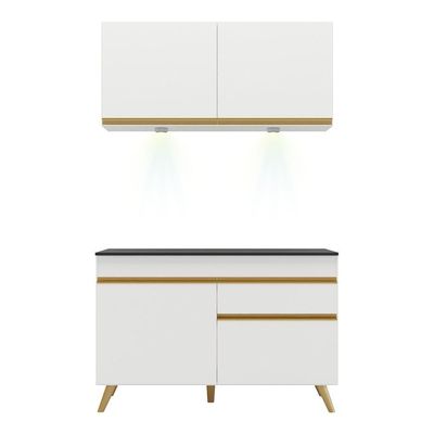 Cozinha Compacta 2 Peças c/Leds Veneza Up Multimóveis Branca