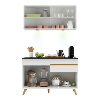 Cozinha Compacta 2 Peças c/Leds Veneza Up Multimóveis Branca