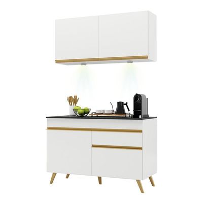 Cozinha Compacta 2 Peças c/Leds Veneza Up Multimóveis Branca