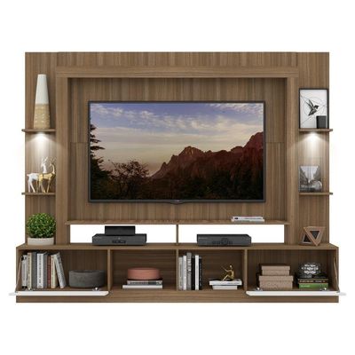 Rack Estante Tv 65´´ Leds Madeirado/Branco