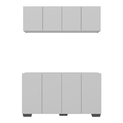 Kit Armário De Cozinha Aéreo E Balcão Multimóveis Mp2171 Branco/preto