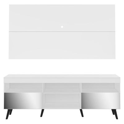 Rack Com Painel Tv 65" Retrô Com Espelho Multimóveis V3138