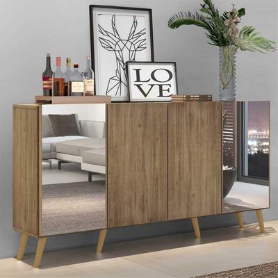 Aparador Buffet 4 Portas Suspenso Viena V3605 Rustic/Preto