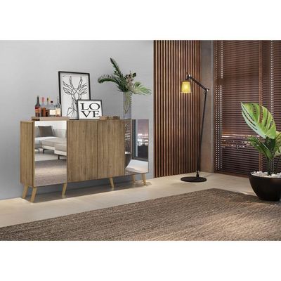Aparador Buffet 4 Portas Suspenso Viena V3605 Rustic/Preto